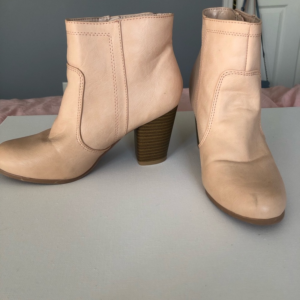 Blush Pink Nude zip up ankle booties